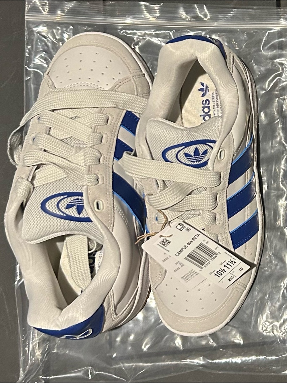 adidas Campus 00 BETA White Sneakers with Blue Stripes